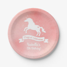 Witte Eenhoorn Meisjes Verjaardagsfeestartikelen Papieren Bordje