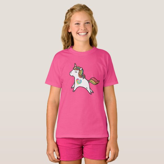 Witte eenhoorn met regenboogmane en met stropdas g t-shirt (Voorkant volledig)