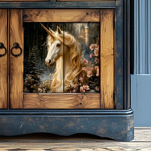 Witte Eenhoorn met Roze Orchideeën Winter Fantasy Tissuepapier