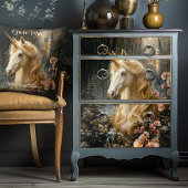 Witte Eenhoorn met Roze Orchideeën Winter Fantasy Tissuepapier