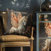 Witte Eenhoorn met Sinaasappel Vlinder Vleugels Fe Kussen