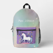 Witte eenhoorn met sterren bedrukte rugzak (Voorkant)