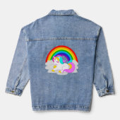 Witte Eenhoorn op Cloud Rainbow Vrouwen Denim Jacket (Achterkant)