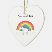 Witte eenhoorn op regenboog en wolken keramisch ornament (Links)