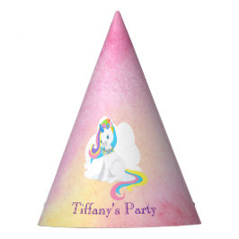  witte eenhoorn op roze Waterverf achtergrond Feesthoedjes