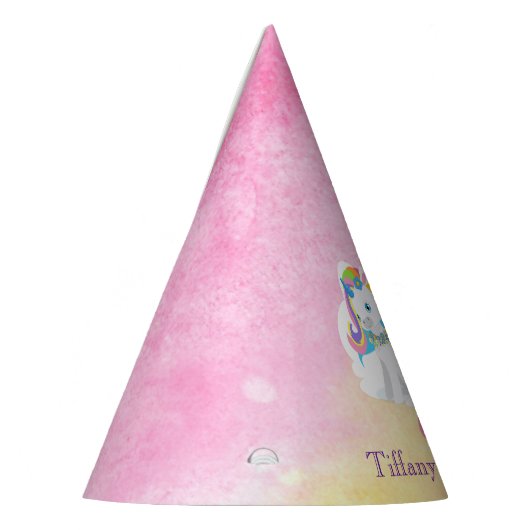  witte eenhoorn op roze Waterverf achtergrond Feesthoedjes (Links)