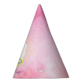  witte eenhoorn op roze Waterverf achtergrond Feesthoedjes (Rechts)