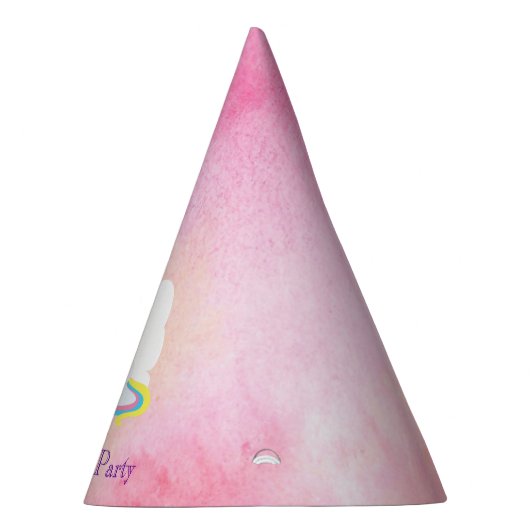  witte eenhoorn op roze Waterverf achtergrond Feesthoedjes (Rechts)