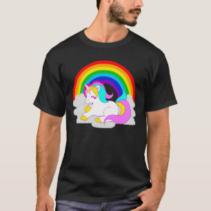 Witte eenhoorn op wolk met regenboog Mannen T-shirt