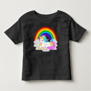 Witte eenhoorn op wolk met regenboog peuter T-shir Kinder Shirts