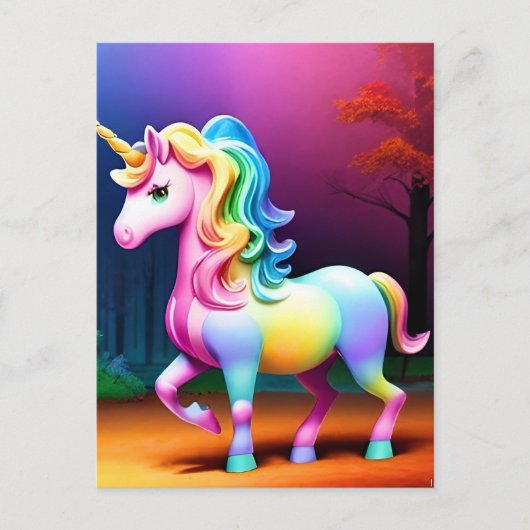 Witte Eenhoorn Paard-37474 Briefkaart (Voorkant)