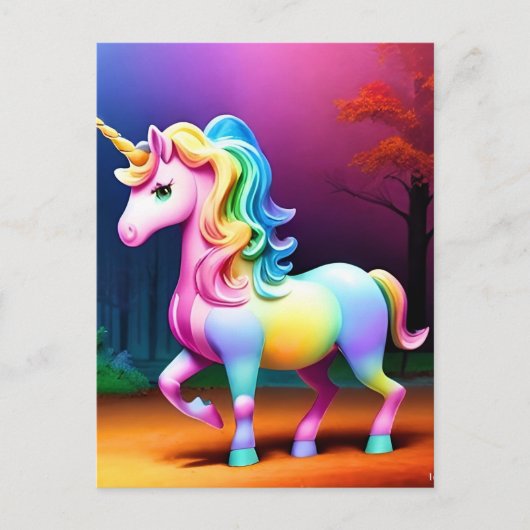 Witte Eenhoorn Paard-37474 Briefkaart (Voorkant)