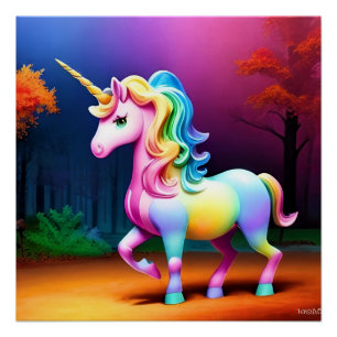 Witte Eenhoorn Paard-37474 Perfect Poster