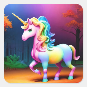Witte Eenhoorn Paard-37474 Vierkante Sticker