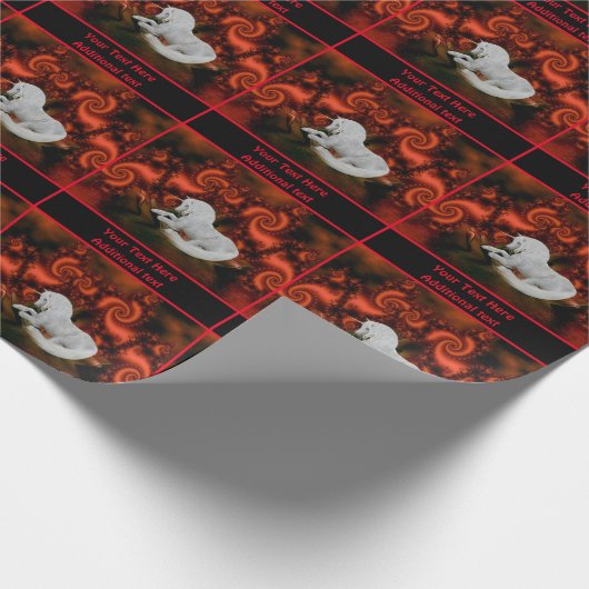  witte eenhoorn paard fantasie gepersonaliseerd cadeaupapier (Hoek)