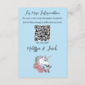 Witte Eenhoorn Pastel Bloemige Fantasie Bruiloft Informatiekaartje (Achterkant)