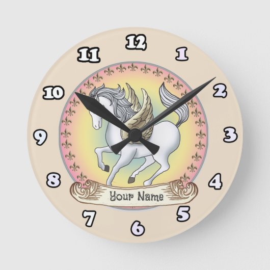 Witte Eenhoorn Pegasus klok (Voorkant)