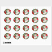 Witte eenhoorn Poinsettia Holly vakantiekrans Ronde Sticker (Vel)