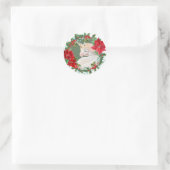 Witte eenhoorn Poinsettia Holly vakantiekrans Ronde Sticker (Tas)
