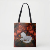 Witte Eenhoorn Red Fractals Fantasy Horse Art Tote Bag (Voorkant)