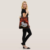 Witte Eenhoorn Red Fractals Fantasy Horse Art Tote Bag (Op model)