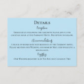 Witte eenhoorn roze bloemen blauw informatiekaartje (Voorkant)