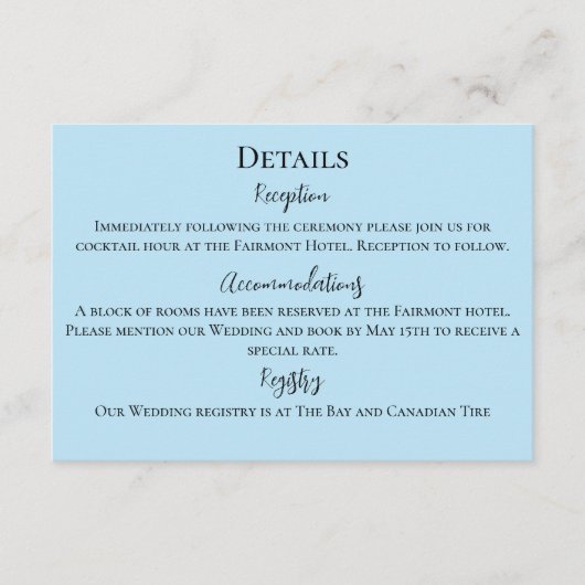 Witte eenhoorn roze bloemen blauw informatiekaartje (Voorkant)