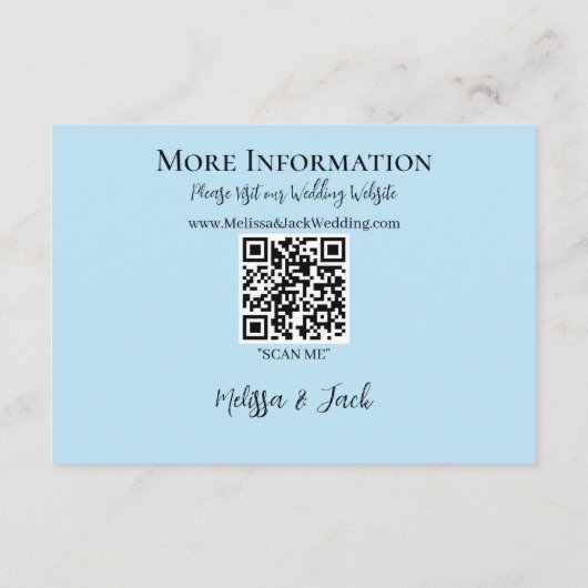 Witte eenhoorn roze bloemen blauw informatiekaartje (Achterkant)