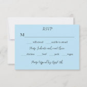 Witte eenhoorn roze bloemen blauw RSVP kaartje (Voorkant)