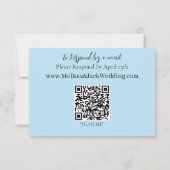 Witte eenhoorn roze bloemen blauw RSVP kaartje (Achterkant)