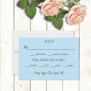 Witte eenhoorn roze bloemen blauw RSVP kaartje