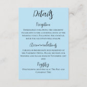 Witte eenhoorn Roze Bloemen Blauwe Bruiloft Informatiekaartje (Voorkant)