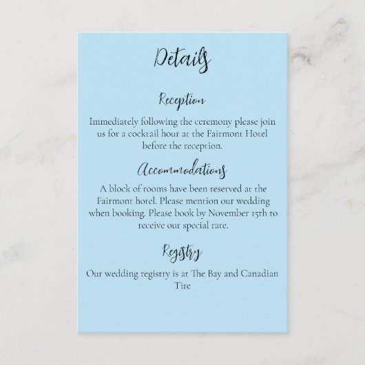 Witte Eenhoorn Roze Bloemen Blauwe Bruiloft Informatiekaartje (Voorkant)