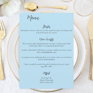 Witte Eenhoorn Roze Bloemen Blauwe Bruiloft Menu