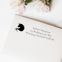 Witte Eenhoorn Roze Bloemen Blauwe Bruiloft Zelfinktende Stempel