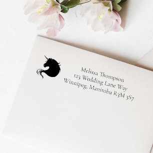 Witte Eenhoorn Roze Bloemen Blauwe Bruiloft Zelfinktende Stempel