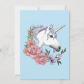 Witte Eenhoorn Roze Bloemen Bruiloft Kaart (Achterkant)