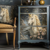 Witte Eenhoorn Roze Orchideeën Winter Sprookjespaa Tissuepapier