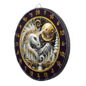 Witte Eenhoorn schijnt onder Gouden Maan Dartbord (Voorkant Rechts)