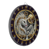 Witte Eenhoorn schijnt onder Gouden Maan Dartbord (Voorkant Links)