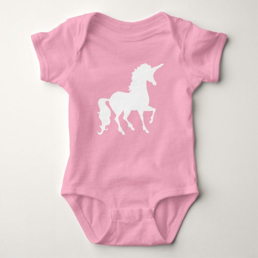 Witte Eenhoorn Silhouet Mooie Whimsical Baby Romper (Voorkant)