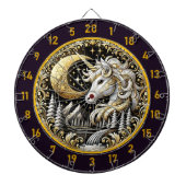Witte Eenhoorn straalt kracht en schoonheid uit Dartbord (Voorkant)