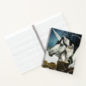 Witte Eenhoorn Tabby Kat Fantasie Notitieboek (Binnen)