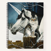 Witte Eenhoorn Tabby Kat Fantasie Notitieboek (Voorkant)