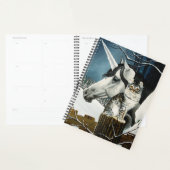 Witte Eenhoorn Tabby Kat Fantasie Planner (Display)