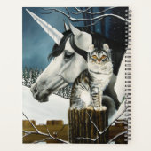 Witte Eenhoorn Tabby Kat Fantasie Planner (Achterkant)