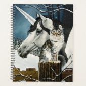 Witte Eenhoorn Tabby Kat Fantasie Planner (Voorkant)