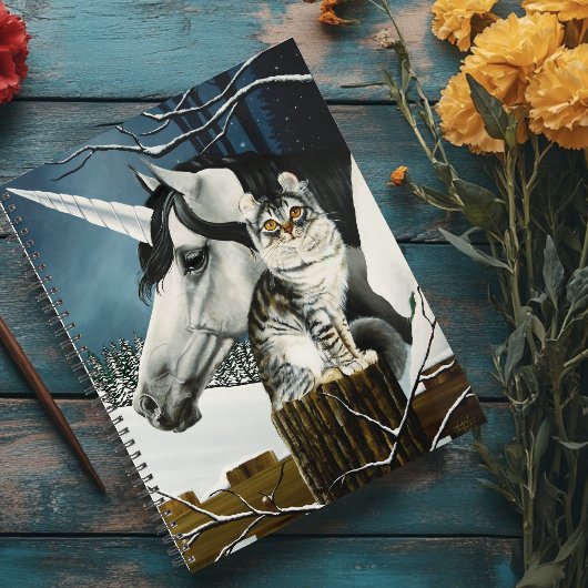 Witte Eenhoorn Tabby Kat Fantasie Planner