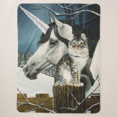 Witte Eenhoorn Tabby Kat Fantasie Sherpa Deken (Voorkant)