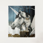 Witte Eenhoorn Tabby Kat Fantasie Wandkleed (Voorkant)